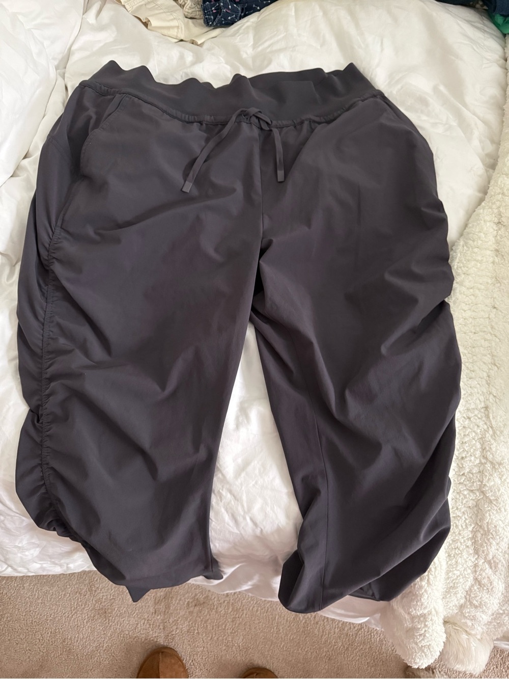 Athleta Drawstring Ruched Hem Casual Pants - Dark Charcoal